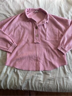 Blu Pepper Pastel Pink Button-Front Pullover Sweater